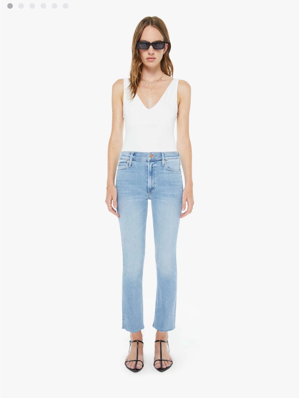 Mother - Mid rise dazzler ankle fray